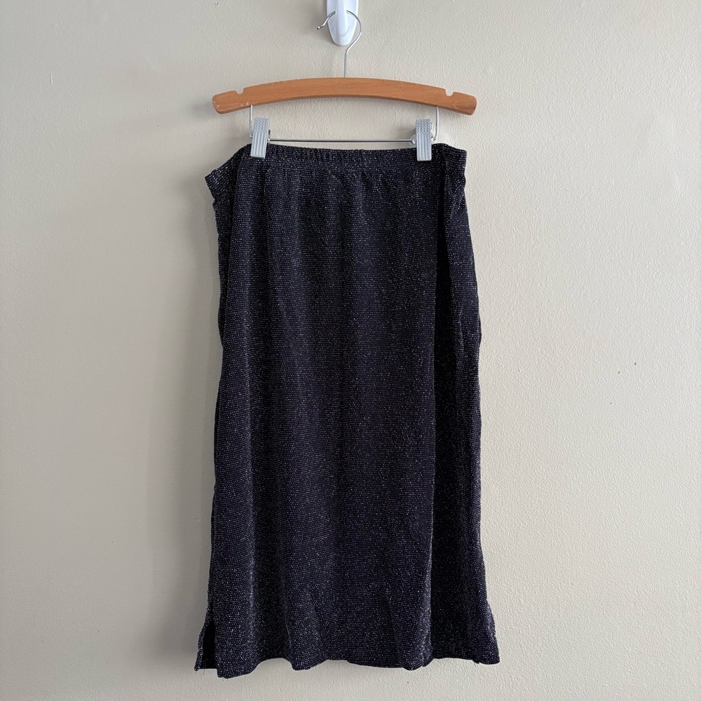 Y2K Silver Shimmer Kathy Ireland Black A-Line Skirt